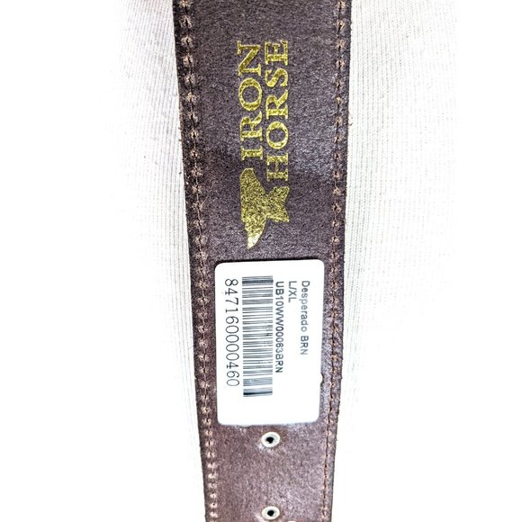 Iron Horse Accessories Vintage Brown Black Silver Studded Leather Large Western Buckle Belt